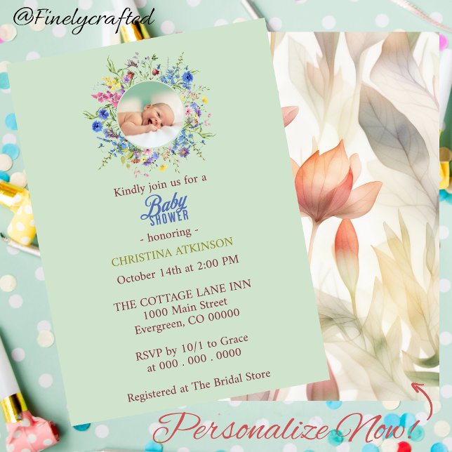 Personalized Wildflower Baby Girl Shower  Invitation (Creator Uploaded)