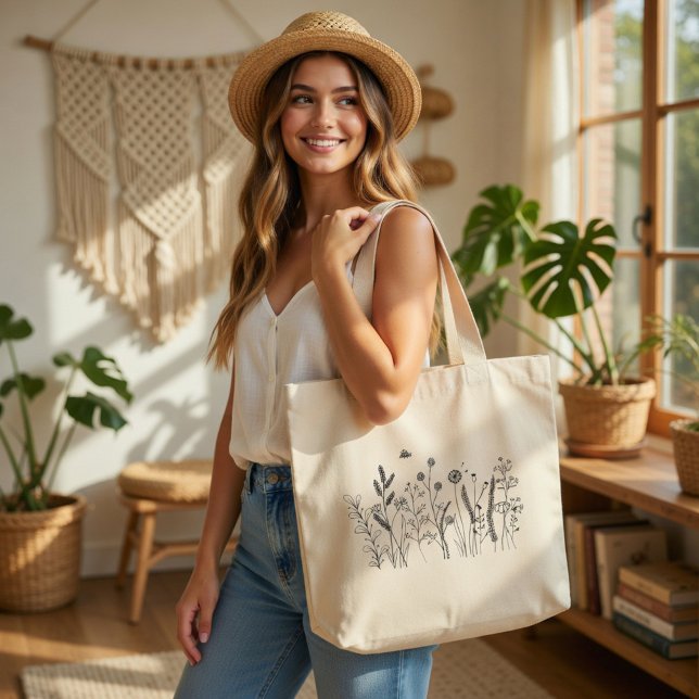 Personalized Wildflower Botanical Art Tote Bag (Creator Uploaded)