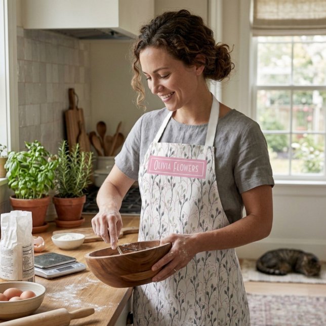 Personalized Wildflower Botanical Kitchen Apron (Creator Uploaded)