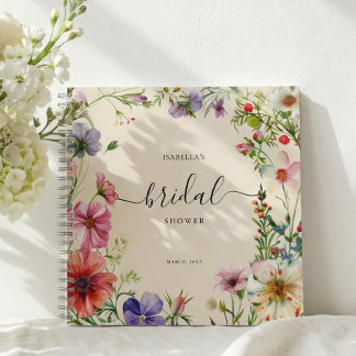 Personalized Wildflower Bridal Shower Guest Notebook