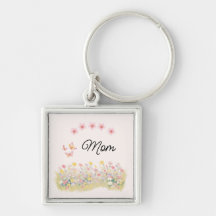 Personalized Wildflower Butterfly Design Keychain