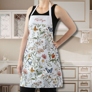 Personalized Wildflower Butterfly Floral Garden A Apron