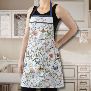Personalized Wildflower Butterfly Floral Garden Apron