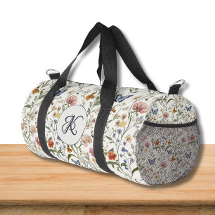 *Personalized Wildflower Butterfly Floral Garden Duffle Bag