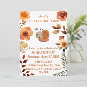 Personalized wildflower decorations 1st birthday invitation