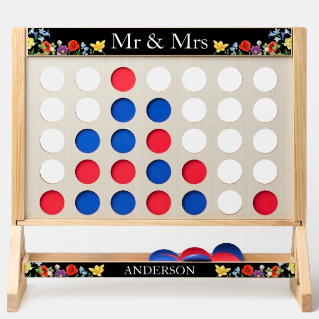 Personalized Wildflower Fast Four Wedding Game (Front)