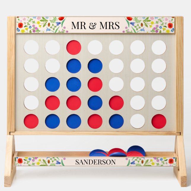 Personalized Wildflower Fast Four Wedding Game (Front)