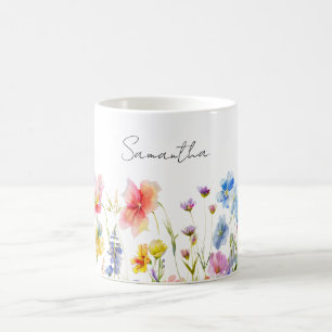 Personalized Wildflower Floral  Coffee Mug