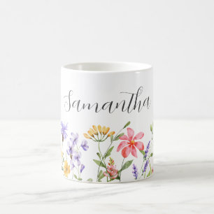 Personalized Wildflower Floral  Coffee Mug