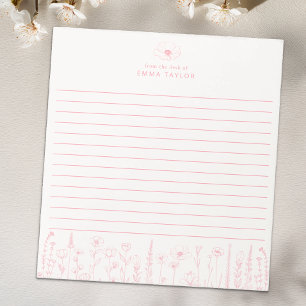 Personalized Wildflower Floral Desk Notepad