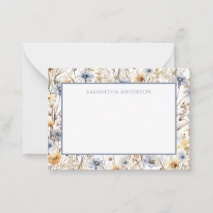 Personalized Wildflower Floral Flat Note Card