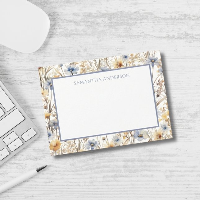 Personalized Wildflower Floral Flat Note Card (Creator Uploaded)