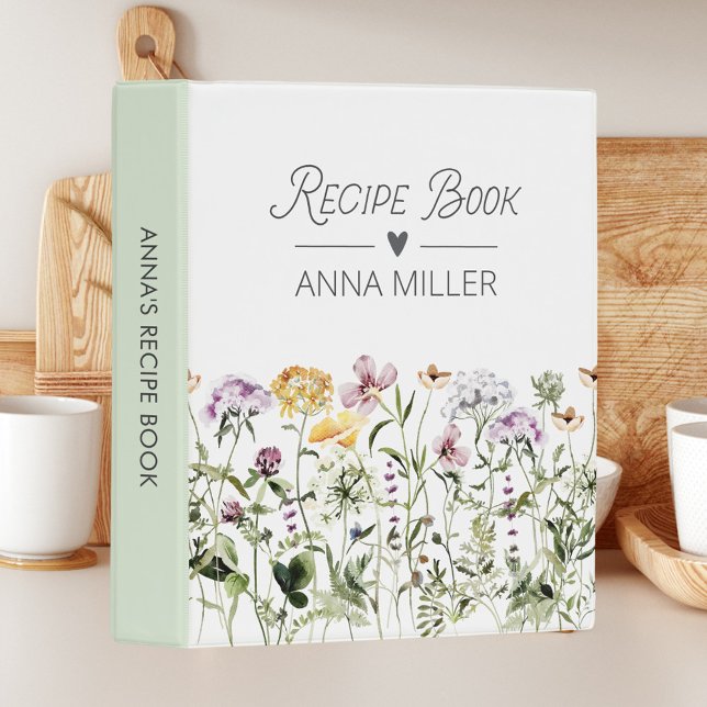 Personalized Wildflower Floral Garden Recipe Mini Binder (In situ)
