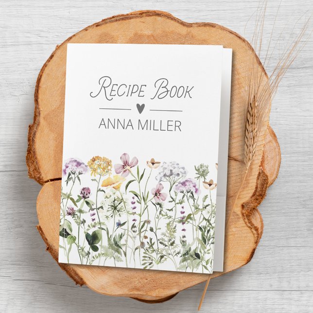Personalized Wildflower Floral Garden Recipe Pocket Folder (In situ)