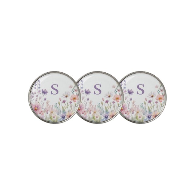 Personalized Wildflower Floral  Golf Ball Marker (3 Up)