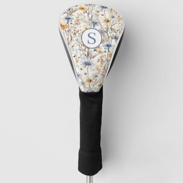 Personalized Wildflower Floral  Golf Head Cover (Front)