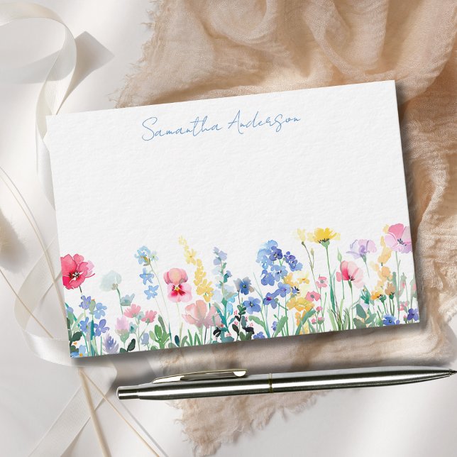 Personalized Wildflower Floral  Note Card (Creator Uploaded)