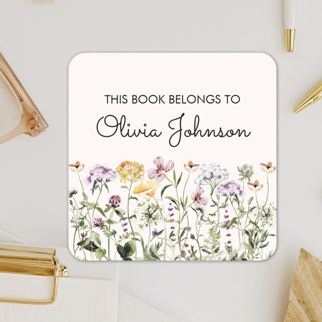 Personalized Wildflower Garden Floral Bookplate (In situ)