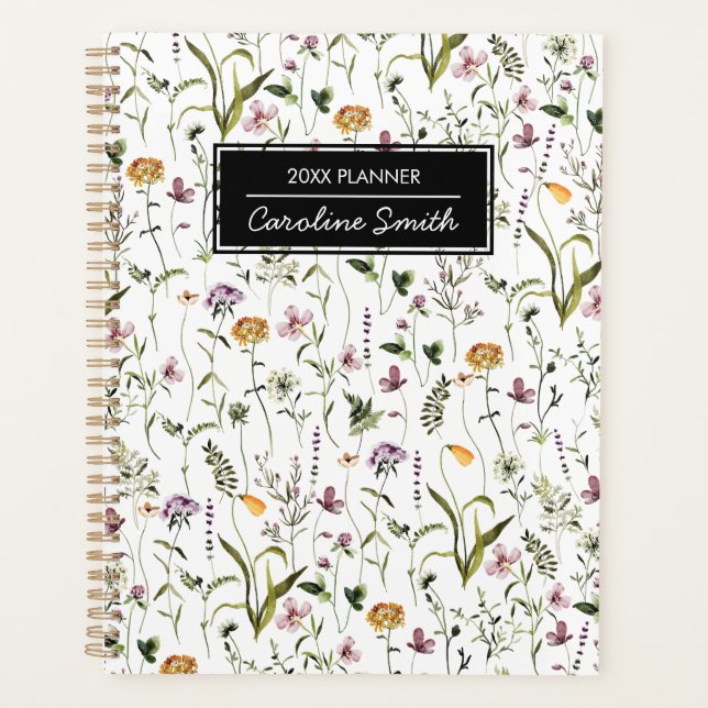 Personalized Wildflower Garden Floral Pattern Planner (Front)