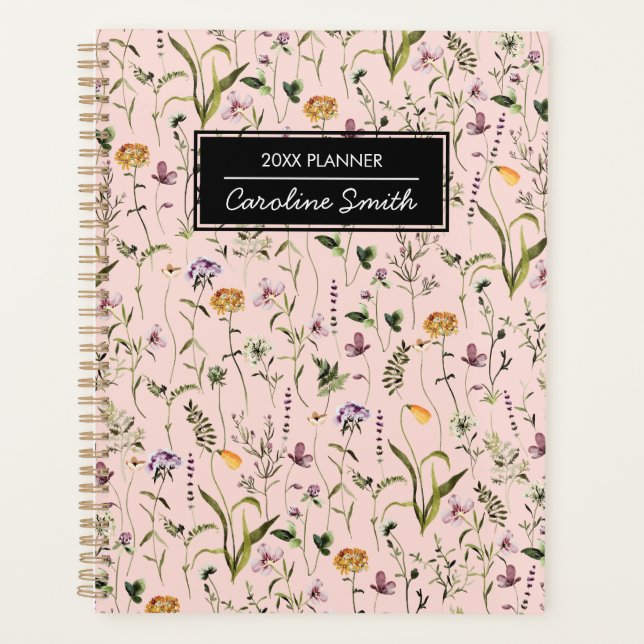 Personalized Wildflower Garden Floral Pattern Planner (Front)