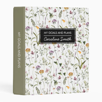 Personalized Wildflower Garden Pattern Mini Binder