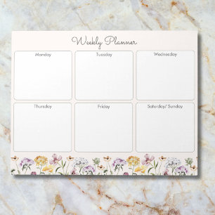Personalized Wildflower Garden Weekly Planner Notepad