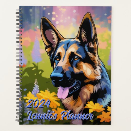 Personalized Wildflower German Shepherd 2024 Planner