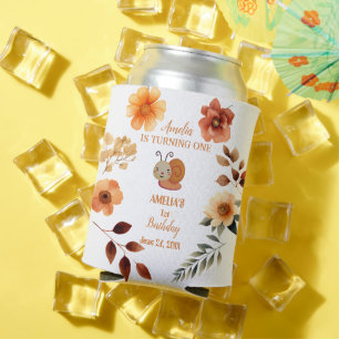 Personalized wildflower girl 1st birthday can cooler