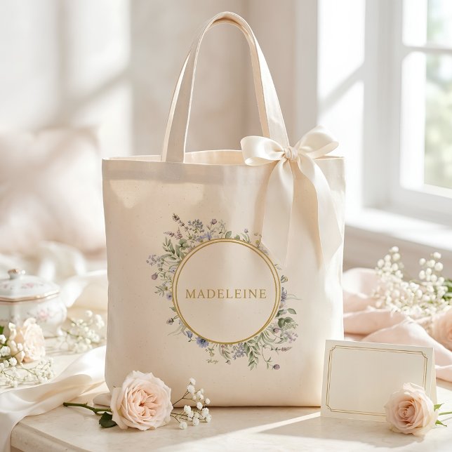 Personalized Wildflower Gold Tote Bag (Creator Uploaded)