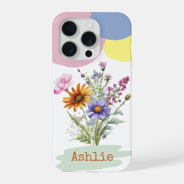 Personalized Wildflower iPhone 15 Pro Phone Case (Back)