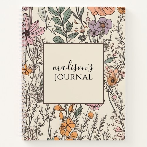 Personalized Wildflower Journal Notebook