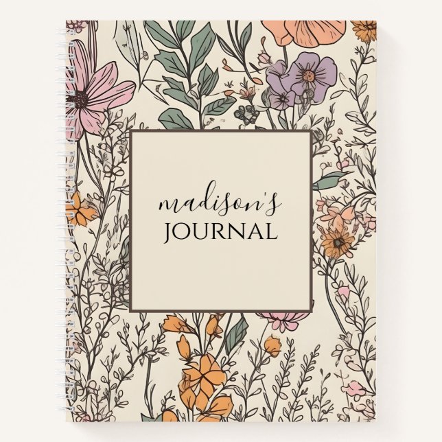Personalized Wildflower Journal Notebook (Front)