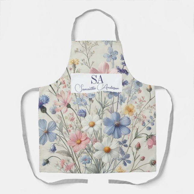 Personalized Wildflower Kitchen Apron | Initials (Front)