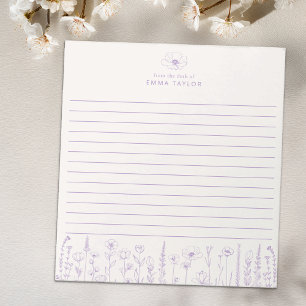 Personalized Wildflower Lavender Desk Notepad