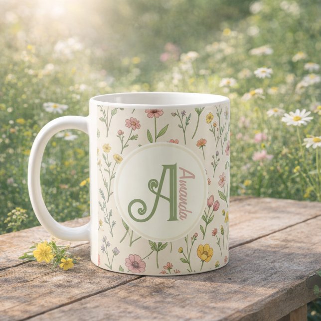 Personalized Wildflower Monogram Mug (Personalized Wildflower Monogram Mug)