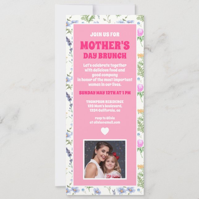 Personalized Wildflower Mother's Day Brunch Photo Invitation (Front)