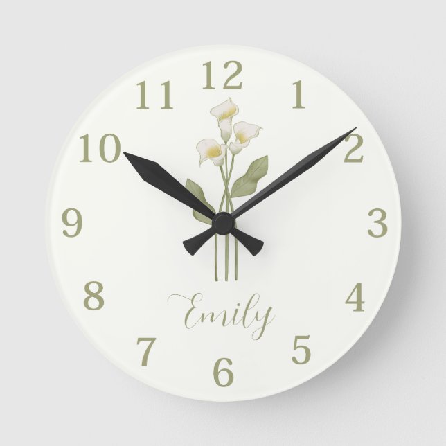  Personalized Wildflower Name Round Clock (Front)
