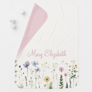 Personalized Wildflower Nursery Baby Blanket