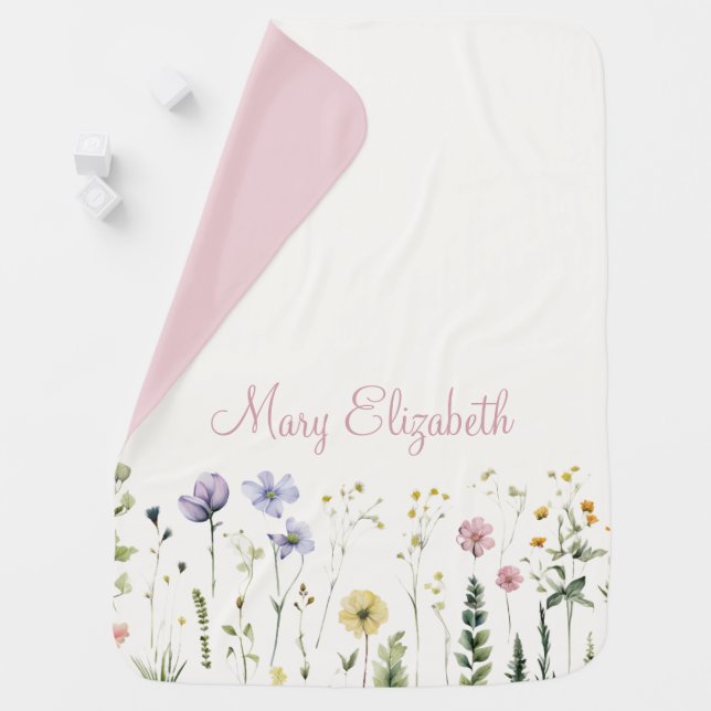Personalized Wildflower Nursery   Baby Blanket (In Situ)