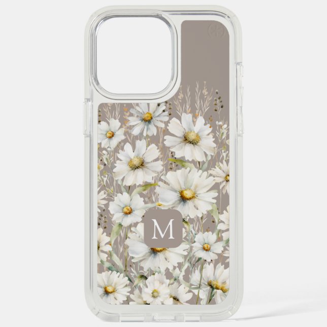 Personalized Wildflower Pattern on Beige Speck iPhone Case (Front)