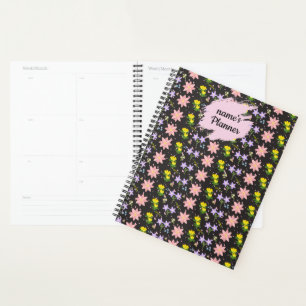 Personalized Wildflower Pattern Spiral Notebook Pl