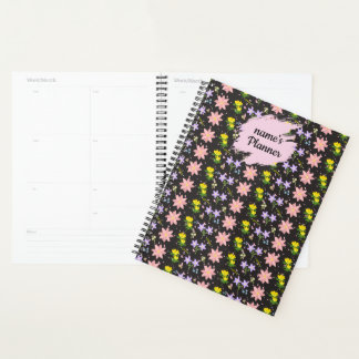 Personalized Wildflower Pattern Spiral Notebook Pl