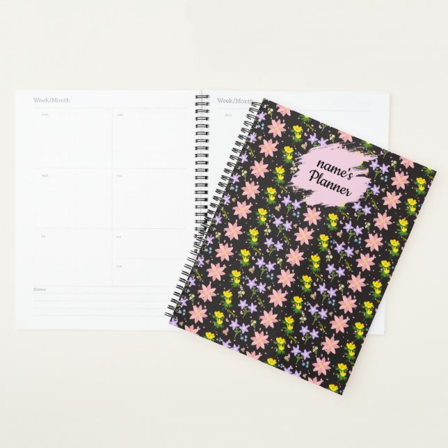 Personalized Wildflower Pattern Spiral Notebook Pl (Display)
