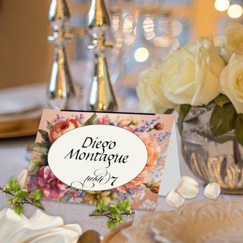 Personalized Wildflower Place Card - Rose Gold