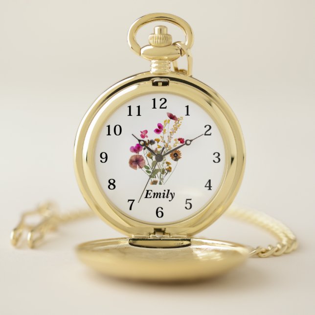  Personalized Wildflower Pocket Watch (Inside)