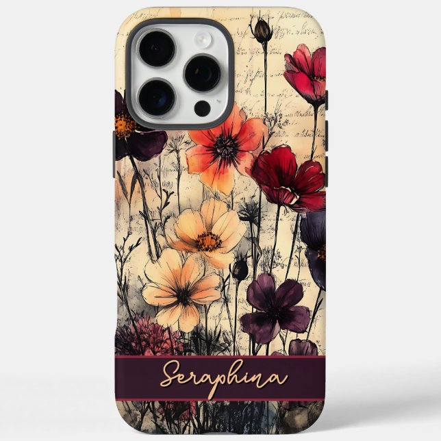 Personalized Wildflower Poppies Dark Red & Purple  Case-Mate iPhone Case (Back)