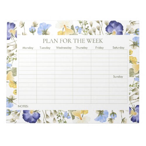 Personalized wildflower tearaway weekly planner notepad