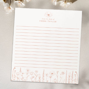 Personalized Wildflower Terracotta Desk Notepad