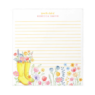 Personalized Wildflower Watercolor Notepad – Custo