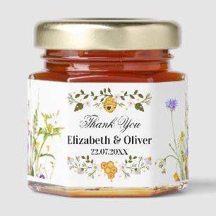 Personalized Wildflower Wedding Custom Name Date Honey Jar Favors